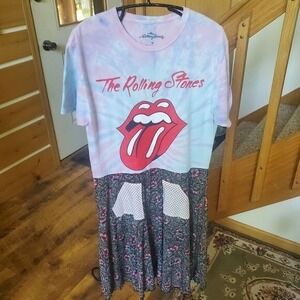 The Rolling Stones "What a Frock" Short Sleeve Midi‎ Sz. M Dress w Front Pockets